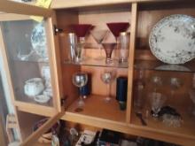 Contents of China Cabinet, Buddas, Plates, Flow blue