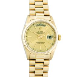 Rolex Mens 18K Yellow Gold Champagne Index Day Date President 36MM