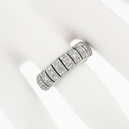 Vintage Platinum 1.30 ctw Diamond Domed Open Work & Milgrain Eternity Band Ring