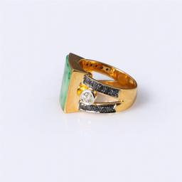 A Fine Multicolored Jadeite & Diamond Ring by Carlo Rici