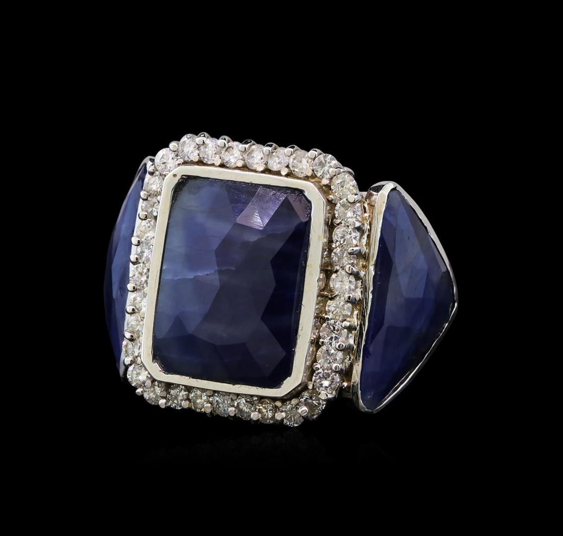 14KT White Gold 20.59 ctw Sapphire and Diamond Ring