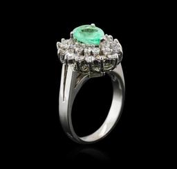 14KT White Gold 1.39 ctw Emerald and Diamond Ring