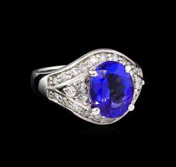 14KT White Gold 3.28 ctw Tanzanite and Diamond Ring