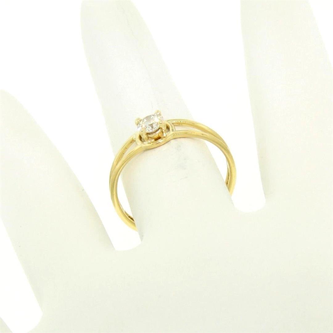 14k Solid Yellow Gold 0.21 ctw Round Brilliant Diamond Solitaire Open Band Ring