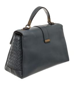 Bottega Veneta Blue Leather Piazza Top Handle Bag
