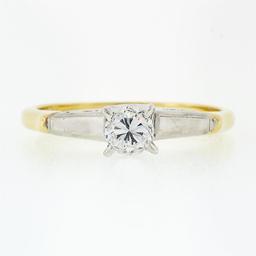 Vintage 14k Gold Old Transitional Diamond Solitaire Engagement or Promise Ring