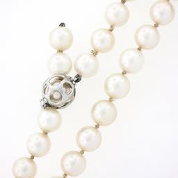 Cultured Pearl Strand Necklace w/ 14k White Gold Adjustable Length Cage Clasp