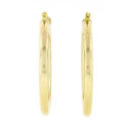 NEW Classic 14K Yellow Gold 3.9mm Wide Plain Polished Round Hoop Snap Earrings