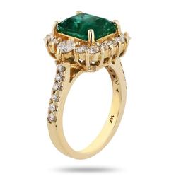 3.10 ctw Emerald and 1.05 ctw Diamond 14K Yellow Gold Ring