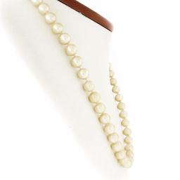 Classic 7.5-8mm Cultured Pearl Strand Necklace w/ 14k Gold Pave Diamond Clasp