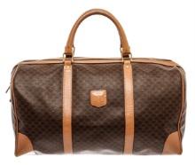 Celine Brown Leather Macadam Duffle Bag