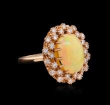 4.22 ctw Opal and Diamond Ring - 14KT Rose Gold