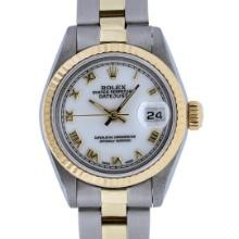 Rolex Ladies 2T Yellow Gold & Stainless Steel White Roman 26MM