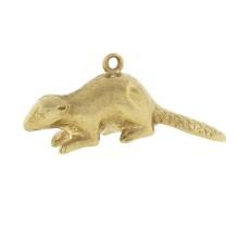 Vintage Birks 10K Yellow Gold 3D Beaver Detailed Textured Finish Charm Pendant