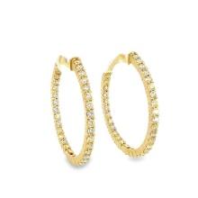 2.20 ctw Diamond Hoop Earrings - 14KT Yellow Gold