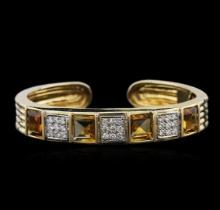 14KT Yellow Gold 10.16 ctw Citrine and Diamond Bracelet