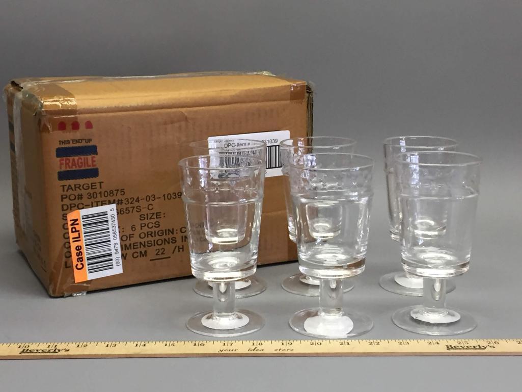 6 NEW X-Patterned Clear Glass Goblets - Hearth & Hand with Magnolia
