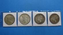 Lot of 4 Silver Peace Dollar Coins