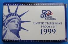 1999 United States Mint Proof Coin Set with 5 State Quarters