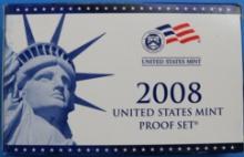 2008 United States Mint Proof Coin Set with 5 State Quarters and 4 President $1 Proof Coins