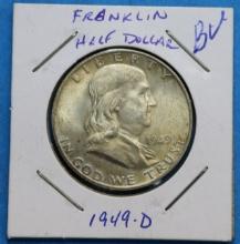 1949-D Franklin Half Dollar Silver Coin