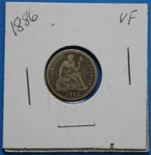 1886 Seated Liberty Silver Dime Coin