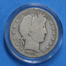 1908-O Barber Silver Half Dollar Coin