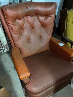 Antique deco swivel rocker / chair, brown upholstery