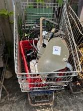 shopping cart with contents welding hood