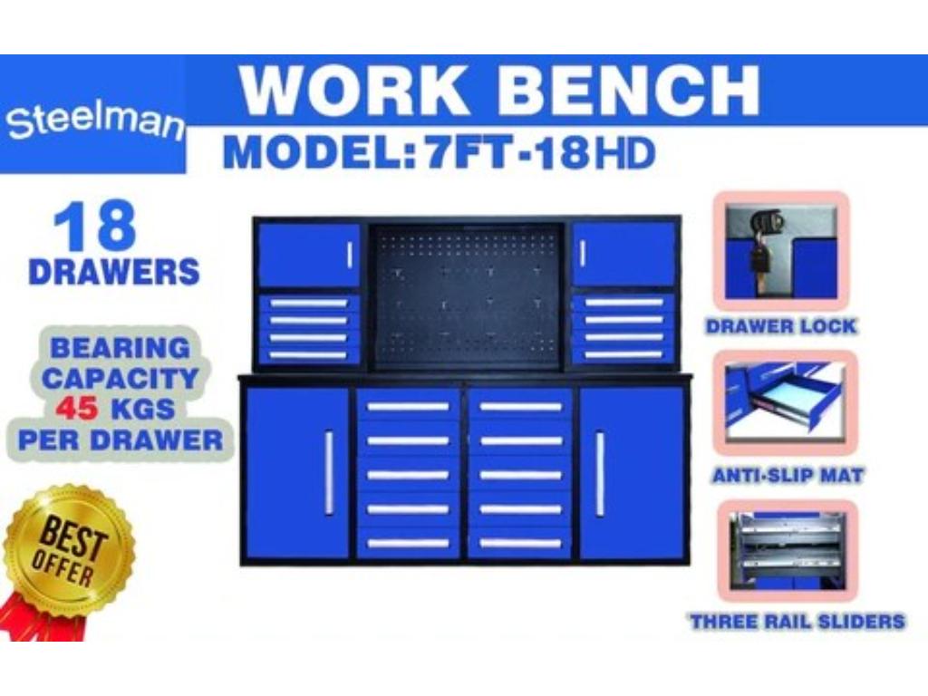 Steelman 7' 18 Drawer Toolbox Workbench w/ Upper