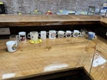 LOT OF ASSORTED GLASSWARE & CHINA MUGS, MADE IN ENGLAND & FRANCE