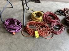 LOT: 4-ELECTRICAL EXTENSION CORDS, ROLL OF ELECTRICAL WIRE
