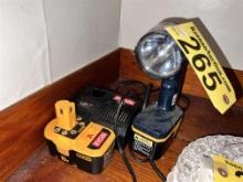 RYOBI CORDLESS 18V FLASHLIGHT W/ 2-BATTERIES & CHARGER