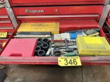 CONTENTS OF 1-DRAWER: SNAP-ON RETHREADING TOOL, SOCKETS, O-RING SPLICER KIT, REAMERS