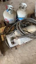 Pallet Lot of Propane Tanks and Hoses
