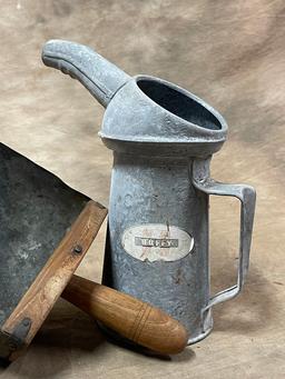 Antique Country Store Scoop and Two Oil Cans