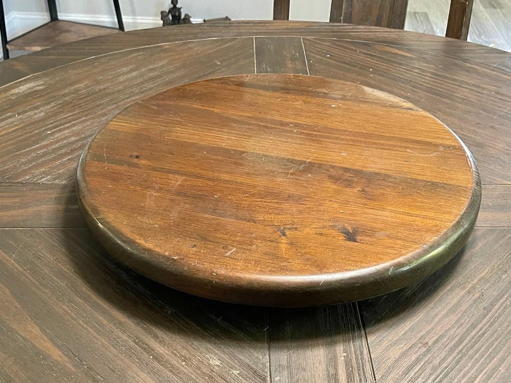 5 Piece Round Dining Table Set With Pine Lazy Susan