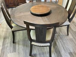 5 Piece Round Dining Table Set With Pine Lazy Susan