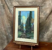 1920's Pastel Work Of Art In Frame