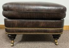 Leather Ottoman on Casters