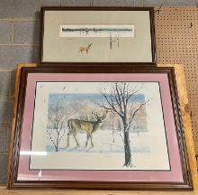 Two Prints of Deer