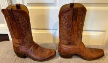 Pair Of Brown Leather Cowboy Boots