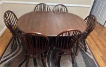Dining Room Table and Six Windsor Bow Back Chairs