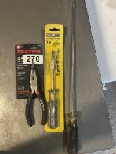 Stanley Flathead Screwdrivers And Tekton 6 Long Nose Pliers