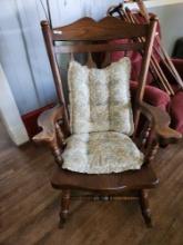Solid Wood Rocking Chair with Cushions