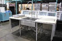 95IN. POLY TOP TABLE W/ 2 COMPARTMENT SINK AND OVERSPRAY