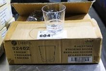 NEW BOX LIBBEY 92402 8OZ. PLASTIC STACKING ROCKS GLASSES (1DZ)