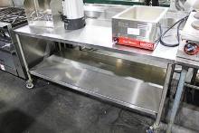 6' STAINLESS STEEL WORKTOP TABLE ON CASTERS