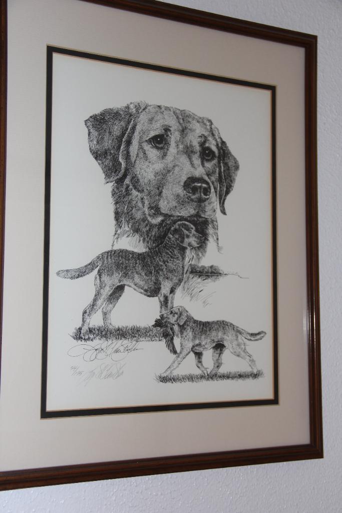 Three Small Framed Dog-Themed Prints