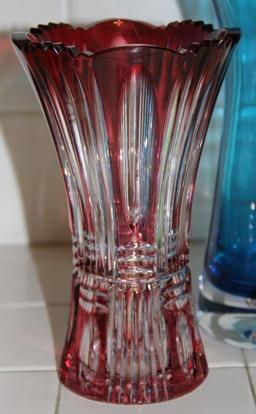 Three Beautiful Colored Glass Vases